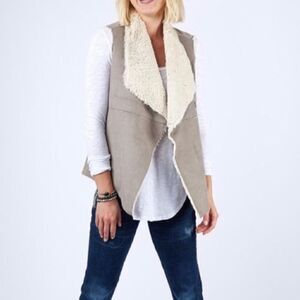 Dylan Faux Suede Shearling Sleeveless Vest - Gray